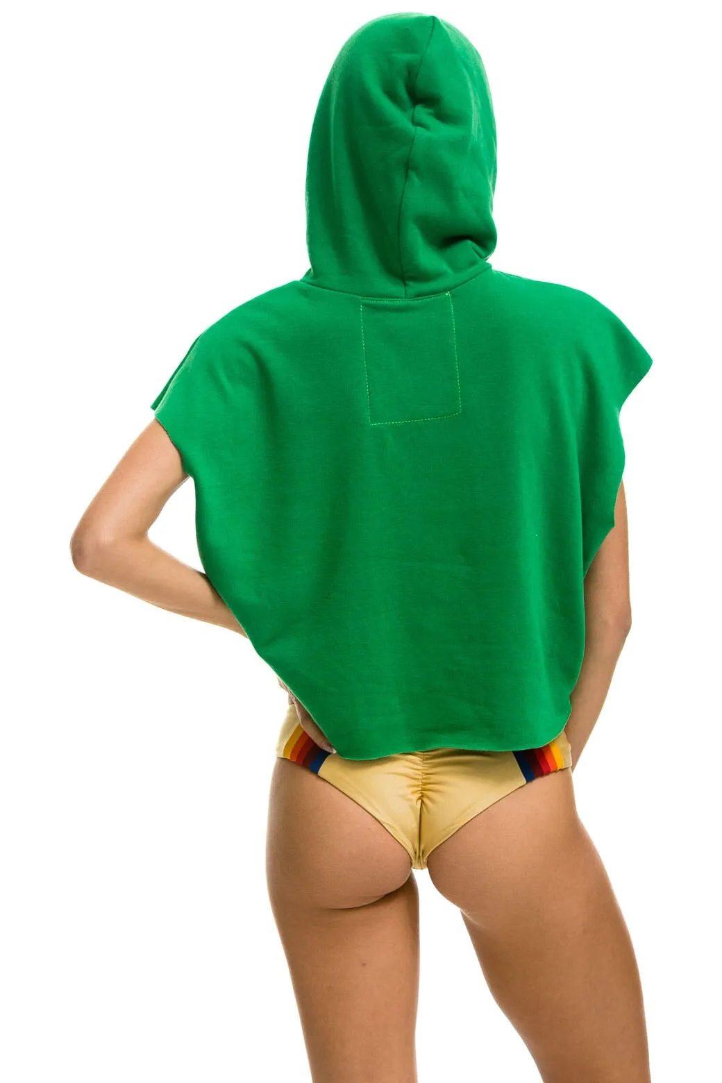 LOGO EMBROIDERY SLEEVELESS RELAXED CROPPED PULLOVER HOODIE - KELLY GREEN sold by Aviator Nation product image thumbnail 4