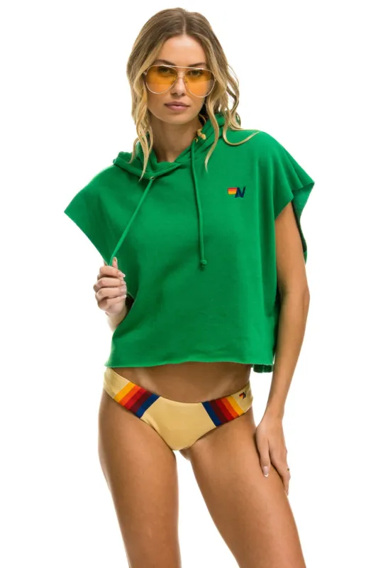 LOGO EMBROIDERY SLEEVELESS RELAXED CROPPED PULLOVER HOODIE - KELLY GREEN sold by Aviator Nation