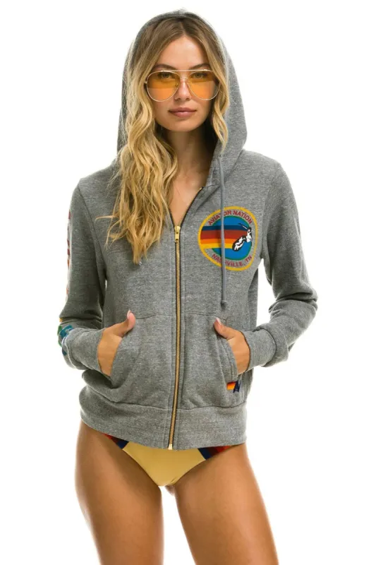 AVIATOR NATION NASHVILLE ZIP HOODIE - HEATHER GREY sold by Aviator Nation