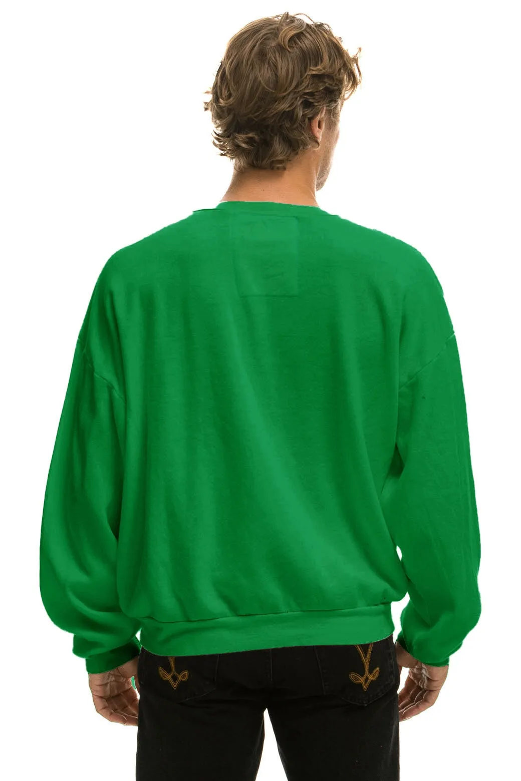 SMILEY 2 RELAXED LIGHT WEIGHT CREW SWEATSHIRT - KELLY GREEN sold by Aviator Nation product image thumbnail 3