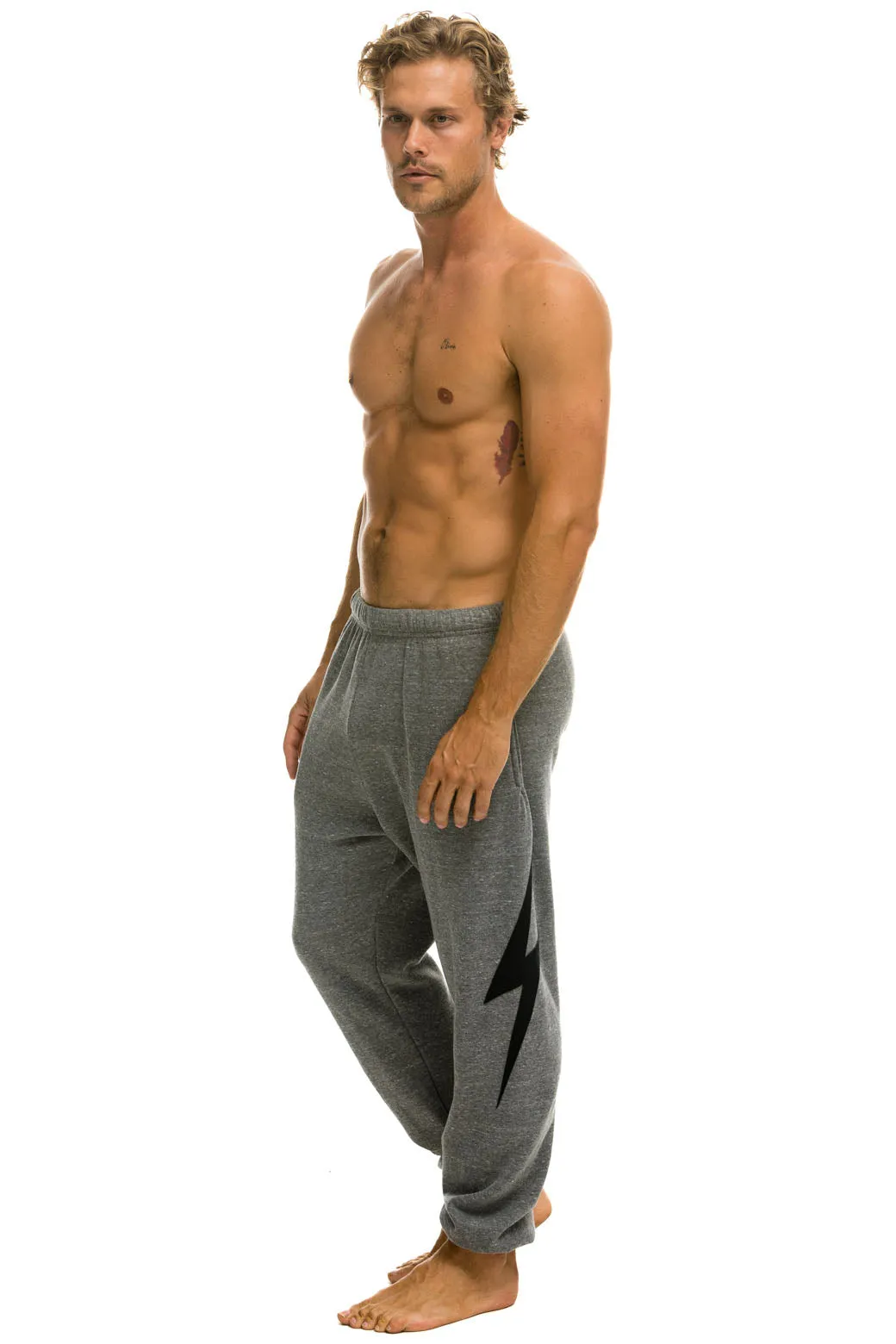 BOLT STITCH SWEATPANTS - HEATHER GREY // BLACK sold by Aviator Nation