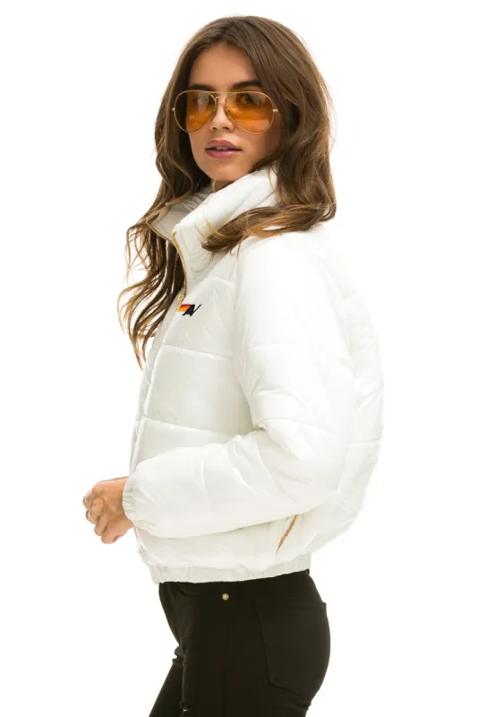 BOLT LUXE APRES PUFFER JACKET - GLOSSY WHITE sold by Aviator Nation