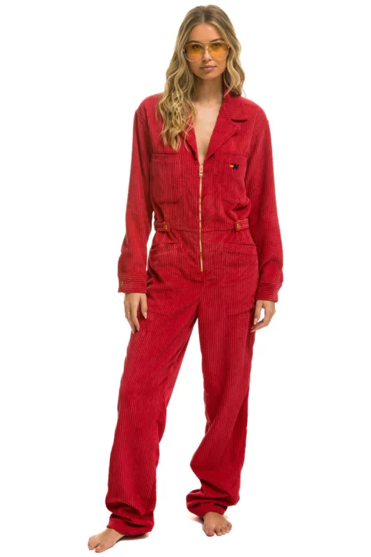 UNISEX CORDUROY FLIGHT SUIT - CHERRY sold by Aviator Nation