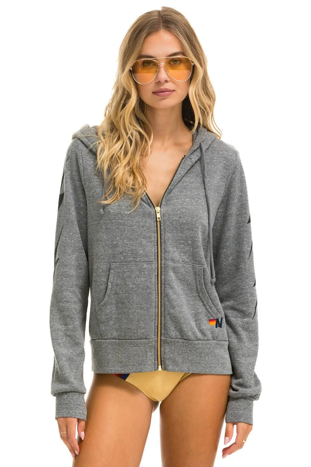 BOLT 4 ZIP HOODIE - HEATHER GREY sold by Aviator Nation product image thumbnail 3