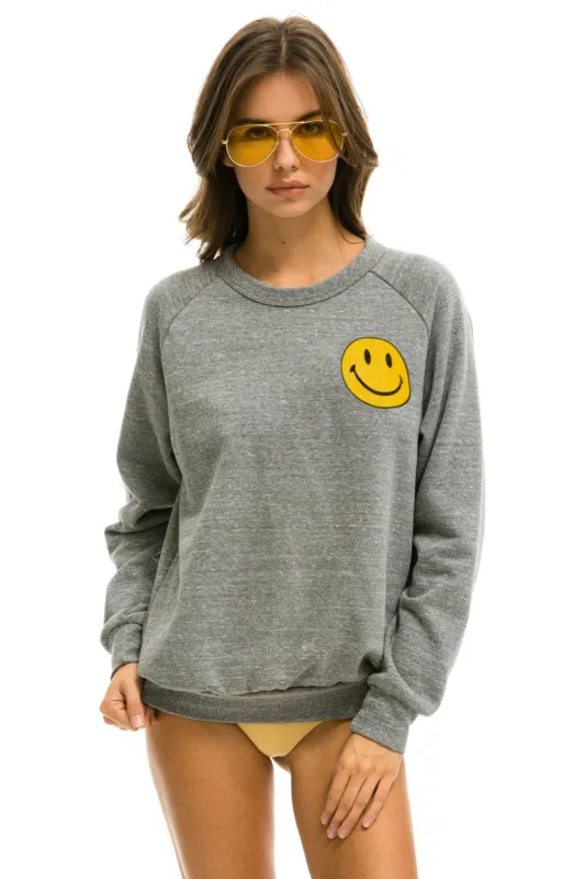 SMILEY 2 CREW SWEATSHIRT - HEATHER GREY sold by Aviator Nation