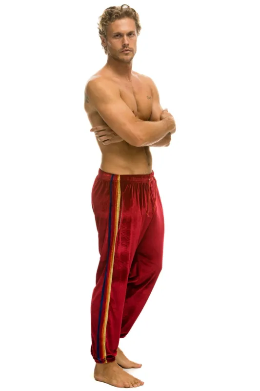 CLASSIC VELVET SWEATPANTS - RED sold by Aviator Nation