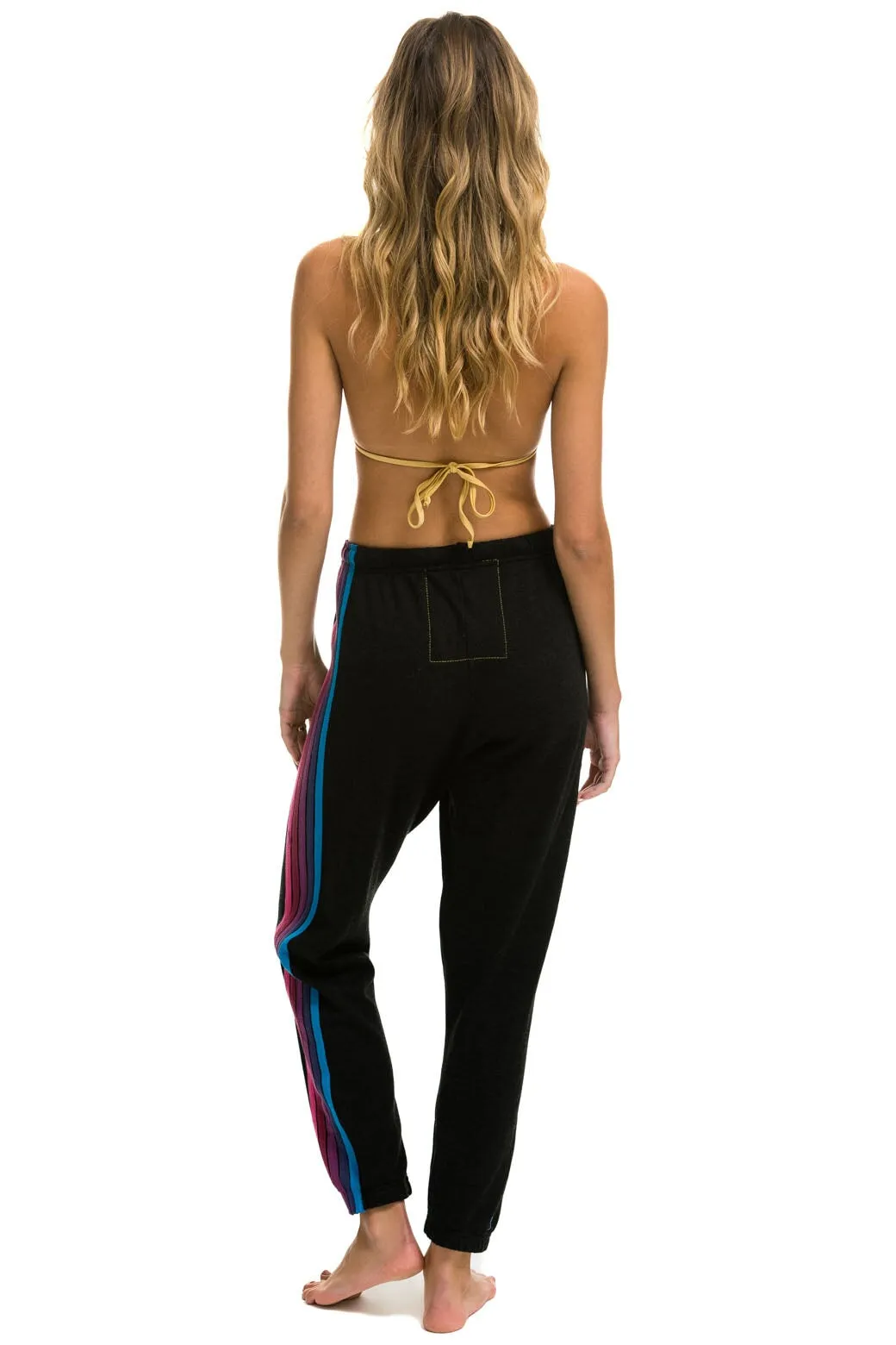 5 STRIPE SWEATPANTS - BLACK // PINK PURPLE sold by Aviator Nation product image thumbnail 3