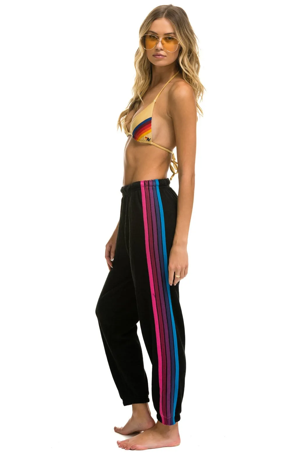 5 STRIPE SWEATPANTS - BLACK // PINK PURPLE sold by Aviator Nation