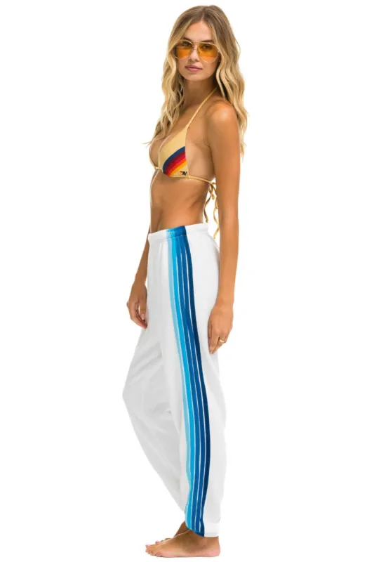5 STRIPE SWEATPANTS - WHITE // BLUE sold by Aviator Nation