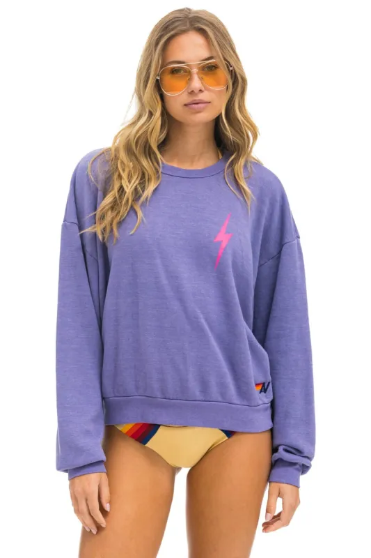 BOLT 2 RELAXED CREW SWEATSHIRT - LAVENDER // NEON PINK sold by Aviator Nation