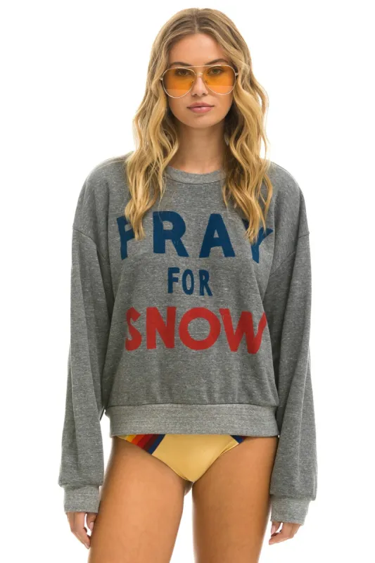 PRAY FOR SNOW RELAXED CREW SWEATSHIRT - HEATHER sold by Aviator Nation