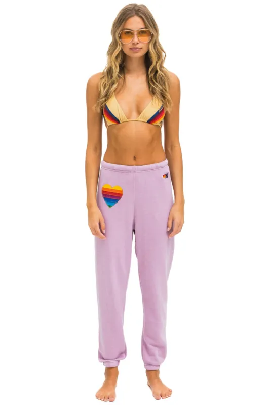 RAINBOW HEART STITCH SWEATPANTS - MAUVE sold by Aviator Nation
