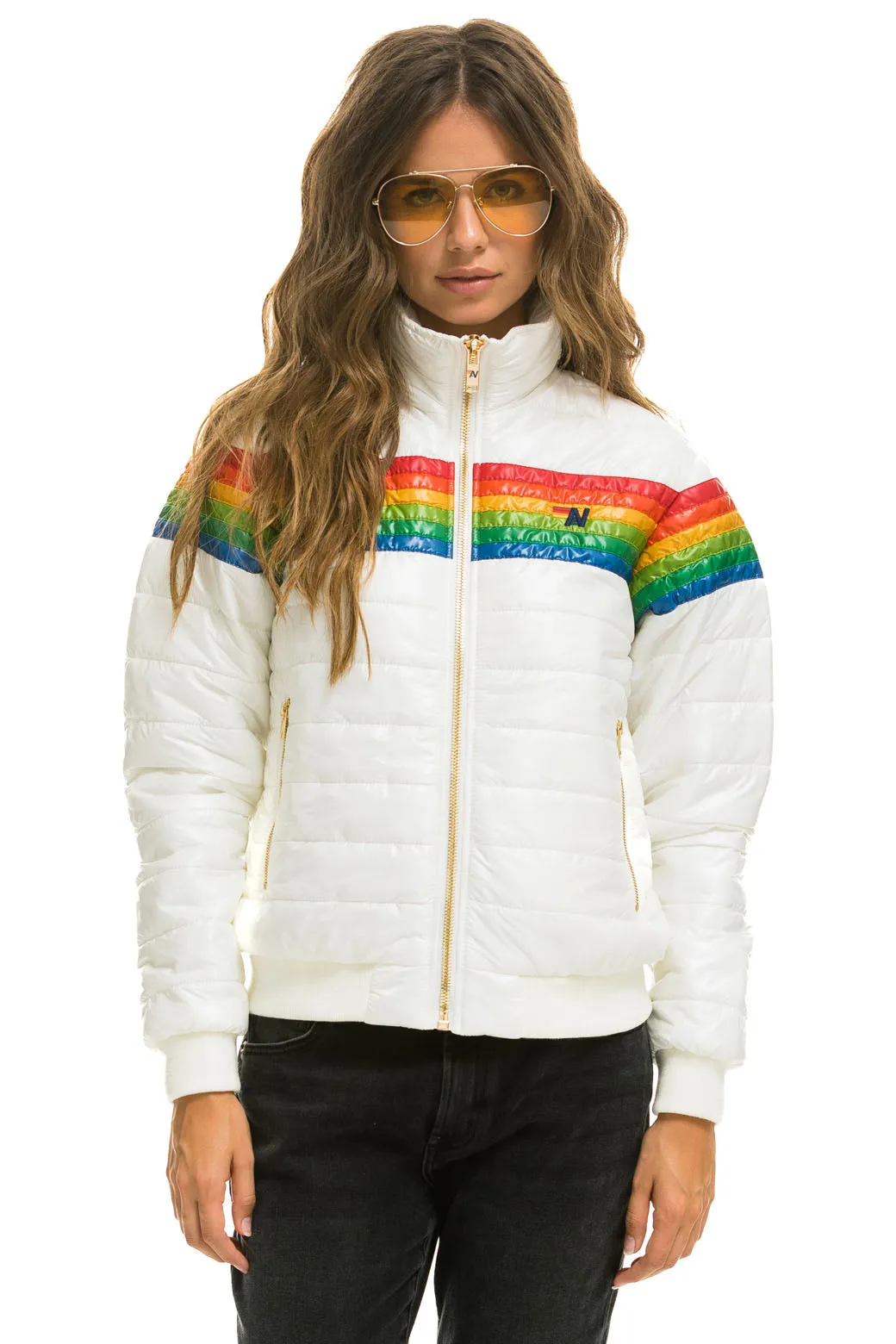 6 STRIPE JACKET - GLOSSY WHITE sold by Aviator Nation