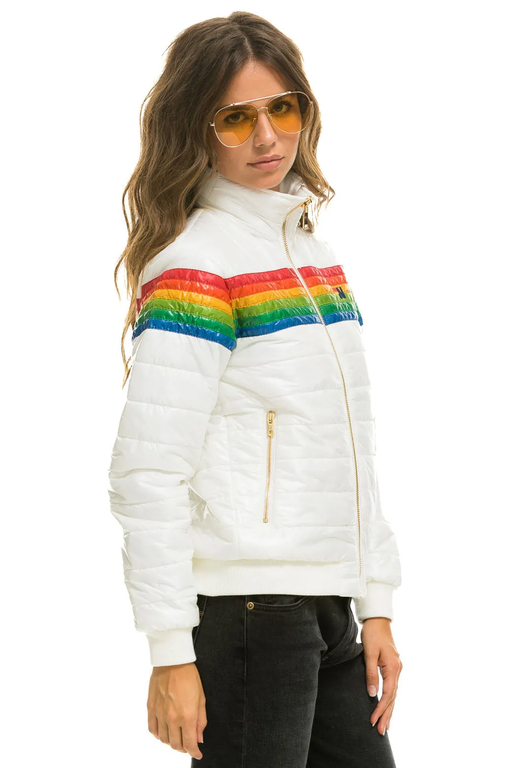 6 STRIPE JACKET - GLOSSY WHITE sold by Aviator Nation product image thumbnail 2