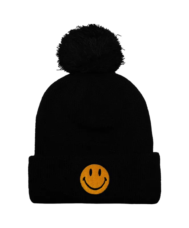 SMILEY POM POM RIB BEANIE sold by Aviator Nation