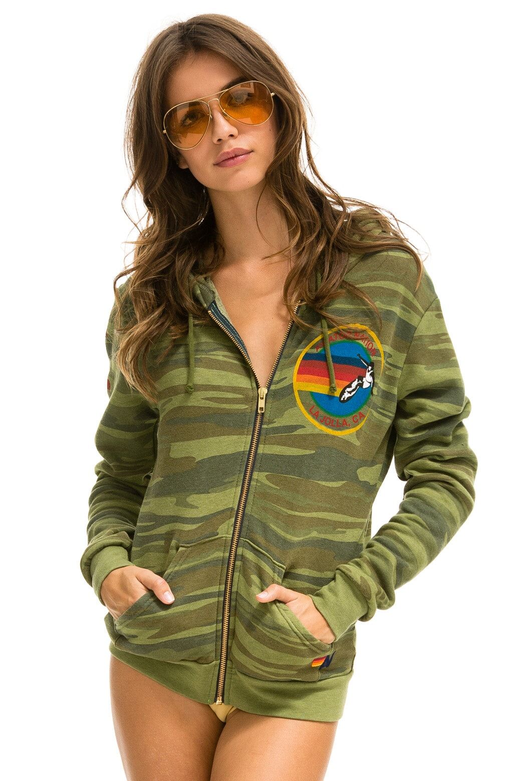 AVIATOR NATION LA JOLLA ZIP HOODIE - CAMO sold by Aviator Nation