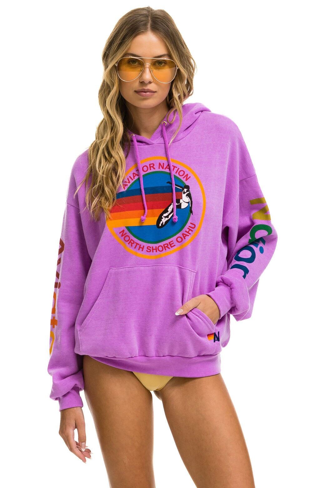 AVIATOR NATION NORTH SHORE RELAXED PULLOVER HOODIE - NEON PURPLE sold by Aviator Nation