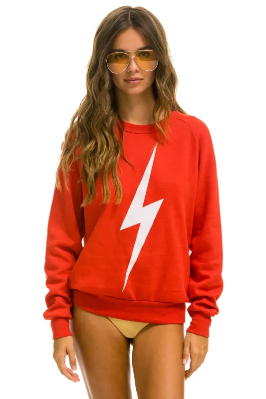 BOLT CREW SWEATSHIRT - RED // WHITE sold by Aviator Nation
