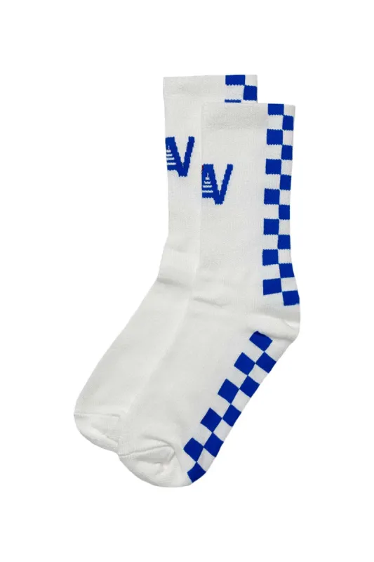 CHECKERED SOCK - WHITE // OCEAN sold by Aviator Nation