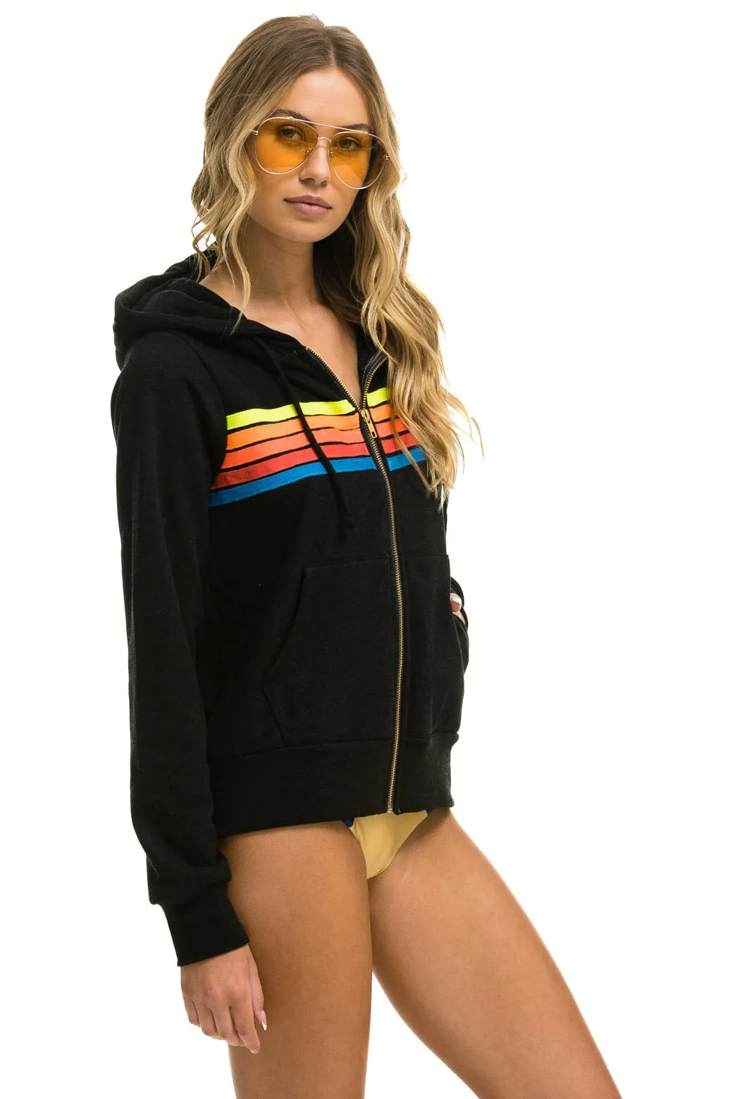 5 STRIPE HOODIE - BLACK // NEON RAINBOW sold by Aviator Nation product image thumbnail 3
