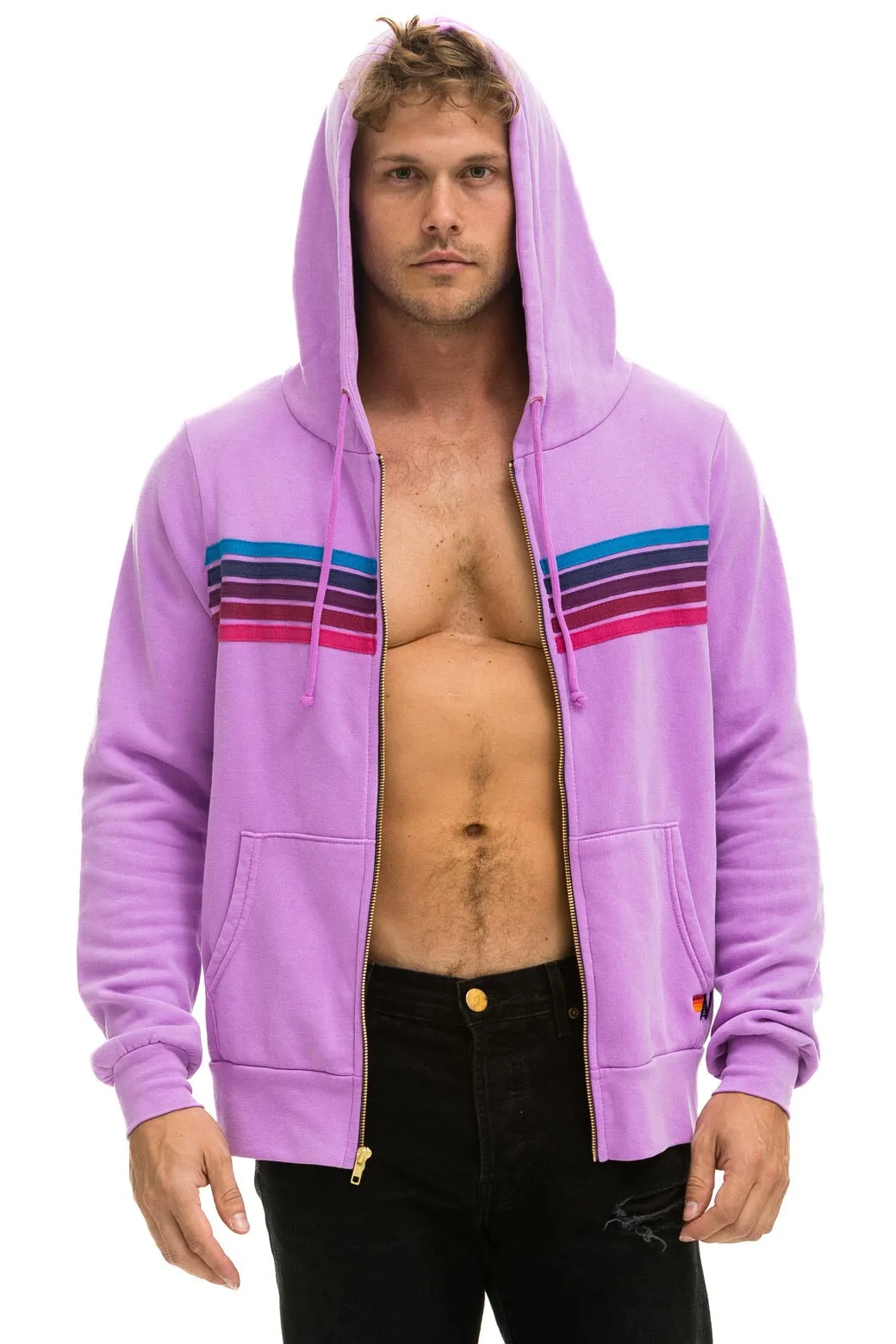 5 STRIPE HOODIE - NEON PURPLE // PINK // PURPLE sold by Aviator Nation product image thumbnail 2
