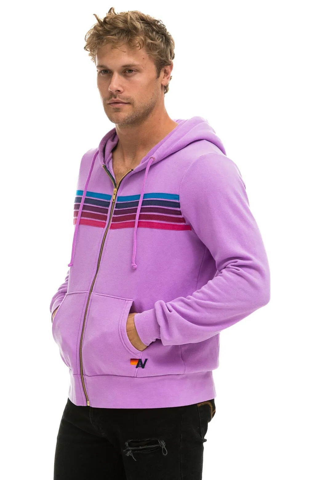 5 STRIPE HOODIE - NEON PURPLE // PINK // PURPLE sold by Aviator Nation product image thumbnail 4