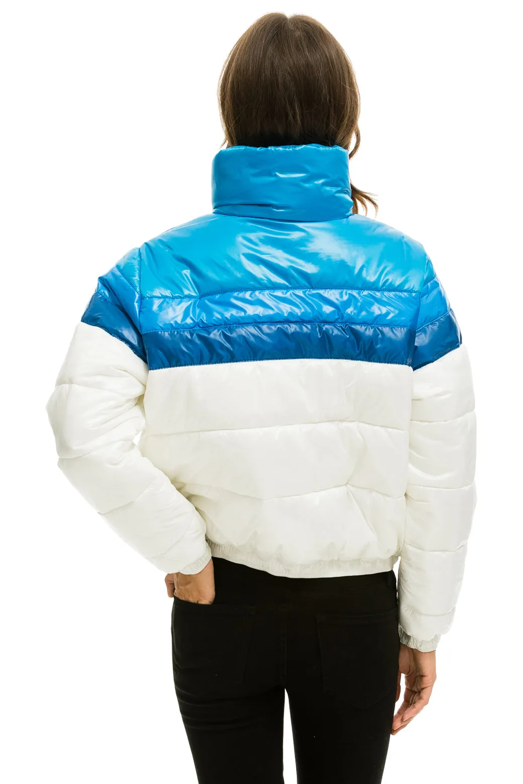 COLOR BLOCK LUXE APRES PUFFER JACKET - GLOSSY WHITE DRESDEN sold by Aviator Nation product image thumbnail 3