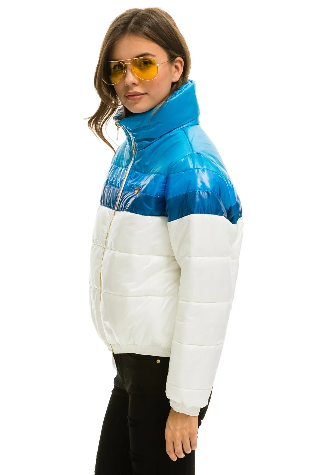 COLOR BLOCK LUXE APRES PUFFER JACKET - GLOSSY WHITE DRESDEN sold by Aviator Nation product image thumbnail 2