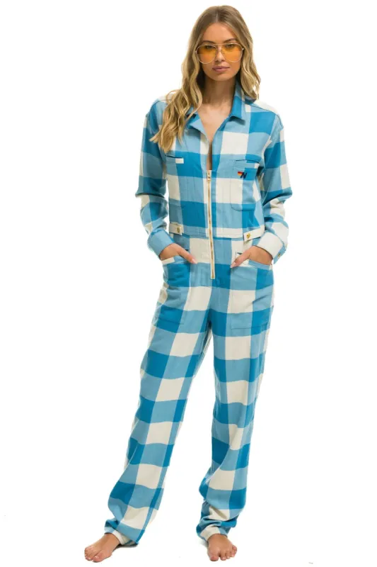 UNISEX PLAID FLIGHT SUIT - SKY PLAID sold by Aviator Nation