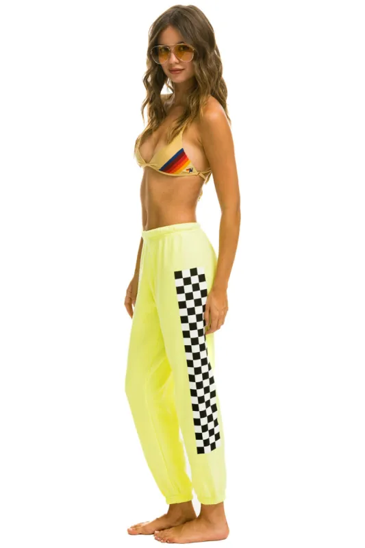 CHECK LEG SWEATPANTS - NEON YELLOW sold by Aviator Nation