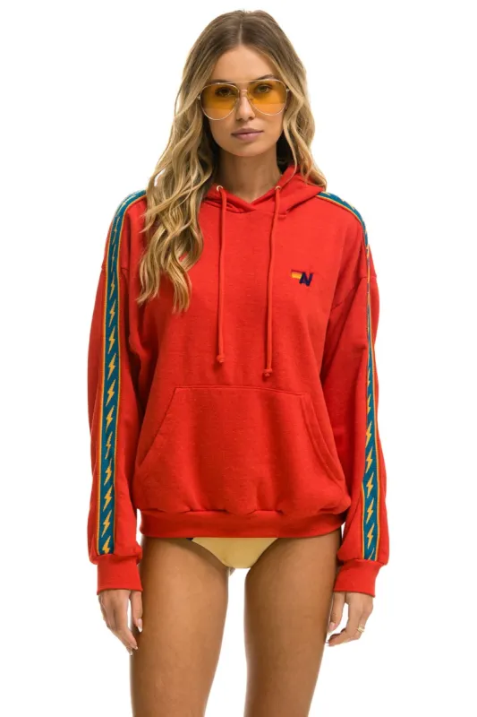 BOLT STRIPE RELAXED PULLOVER HOODIE - RED sold by Aviator Nation