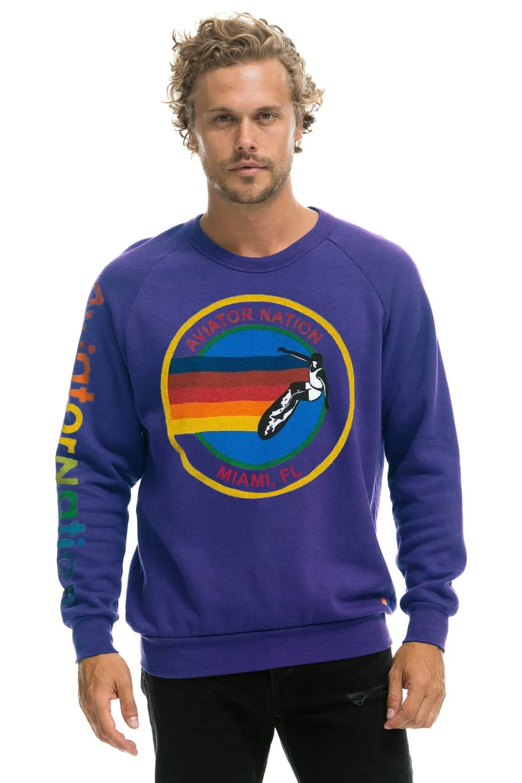 AVIATOR NATION MIAMI CREW SWEATSHIRT - PURPLE sold by Aviator Nation product image thumbnail 2