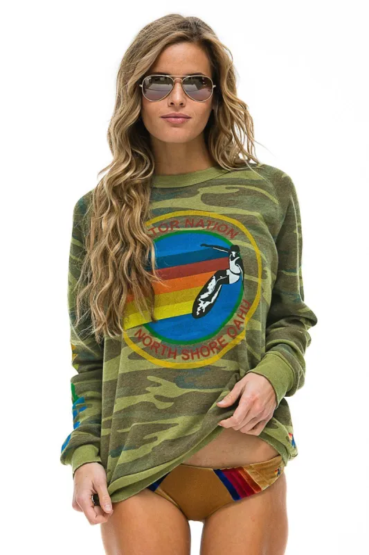 AVIATOR NATION NORTH SHORE CREW SWEATSHIRT - CAMO sold by Aviator Nation