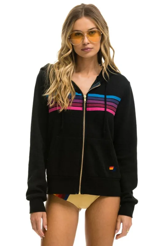 5 STRIPE HOODIE -  BLACK // PINK PURPLE sold by Aviator Nation
