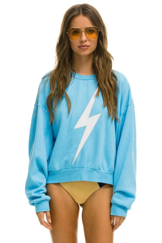 BOLT STITCH RELAXED CREW SWEATSHIRT - SKY // WHITE sold by Aviator Nation