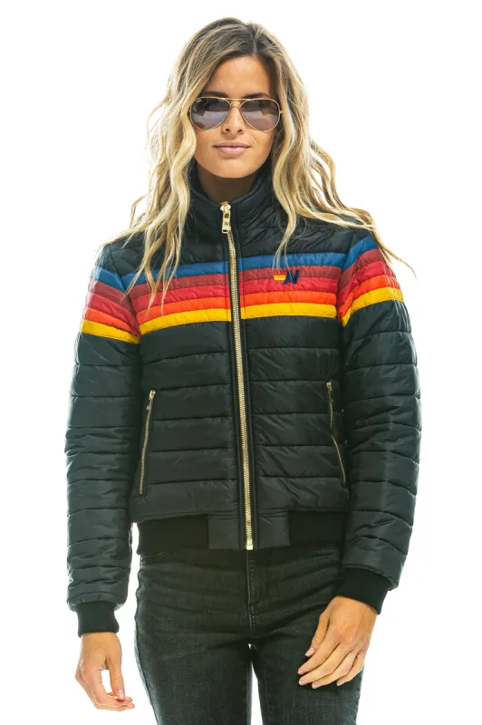 5 STRIPE JACKET WITH SHEARLING COLLAR -  BLACK sold by Aviator Nation