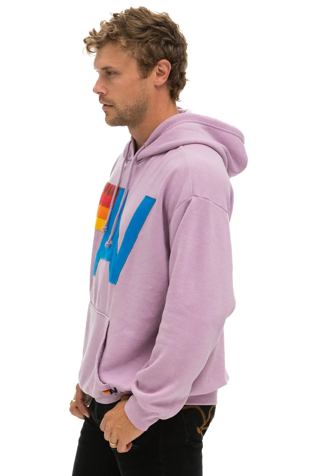 LOGO STITCH PULLOVER RELAXED HOODIE - MAUVE sold by Aviator Nation product image thumbnail 4