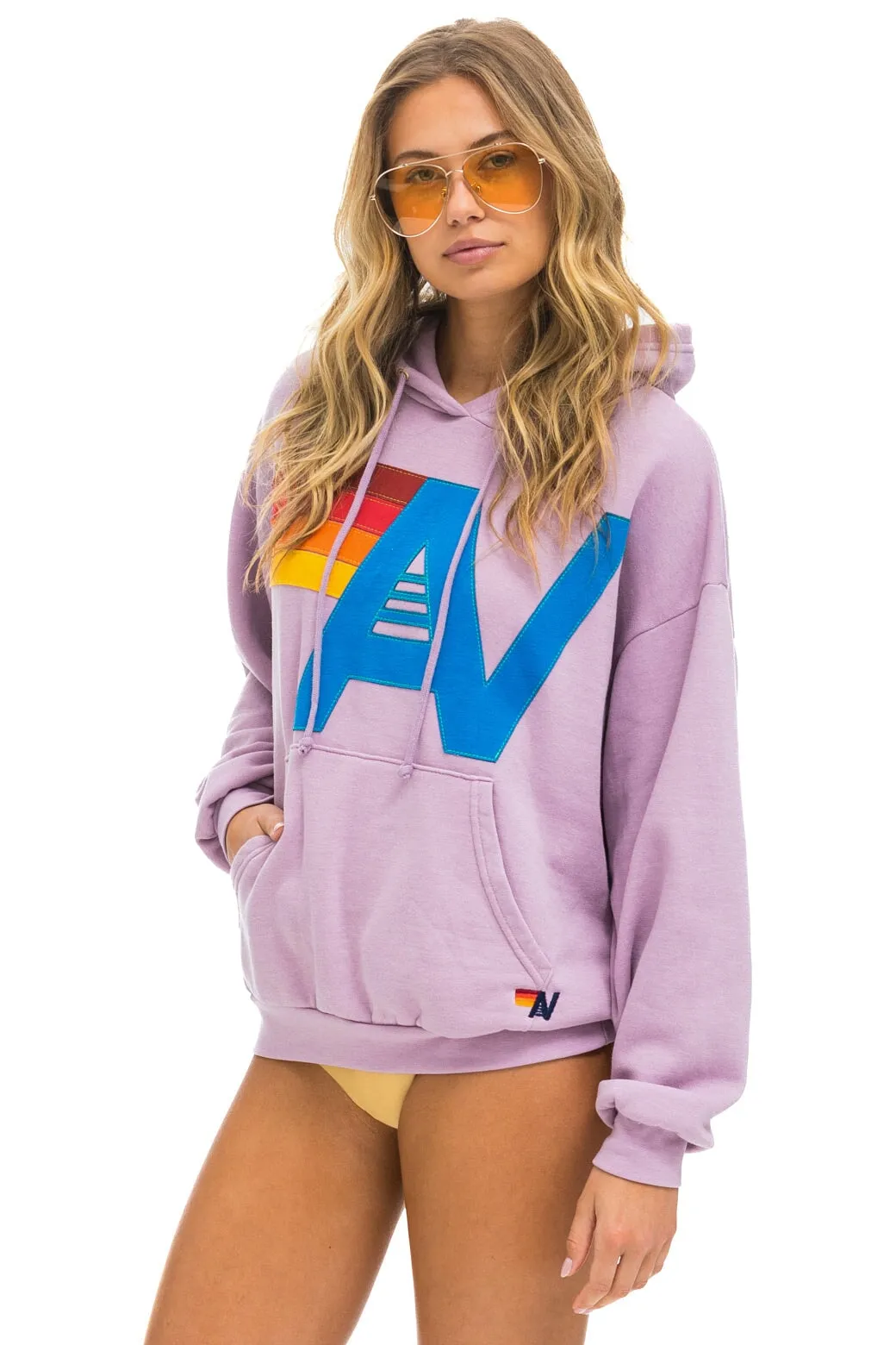 LOGO STITCH PULLOVER RELAXED HOODIE - MAUVE sold by Aviator Nation product image thumbnail 3