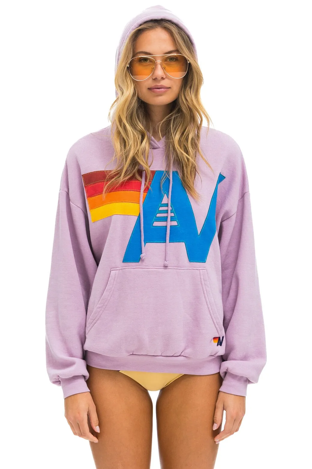 LOGO STITCH PULLOVER RELAXED HOODIE - MAUVE sold by Aviator Nation