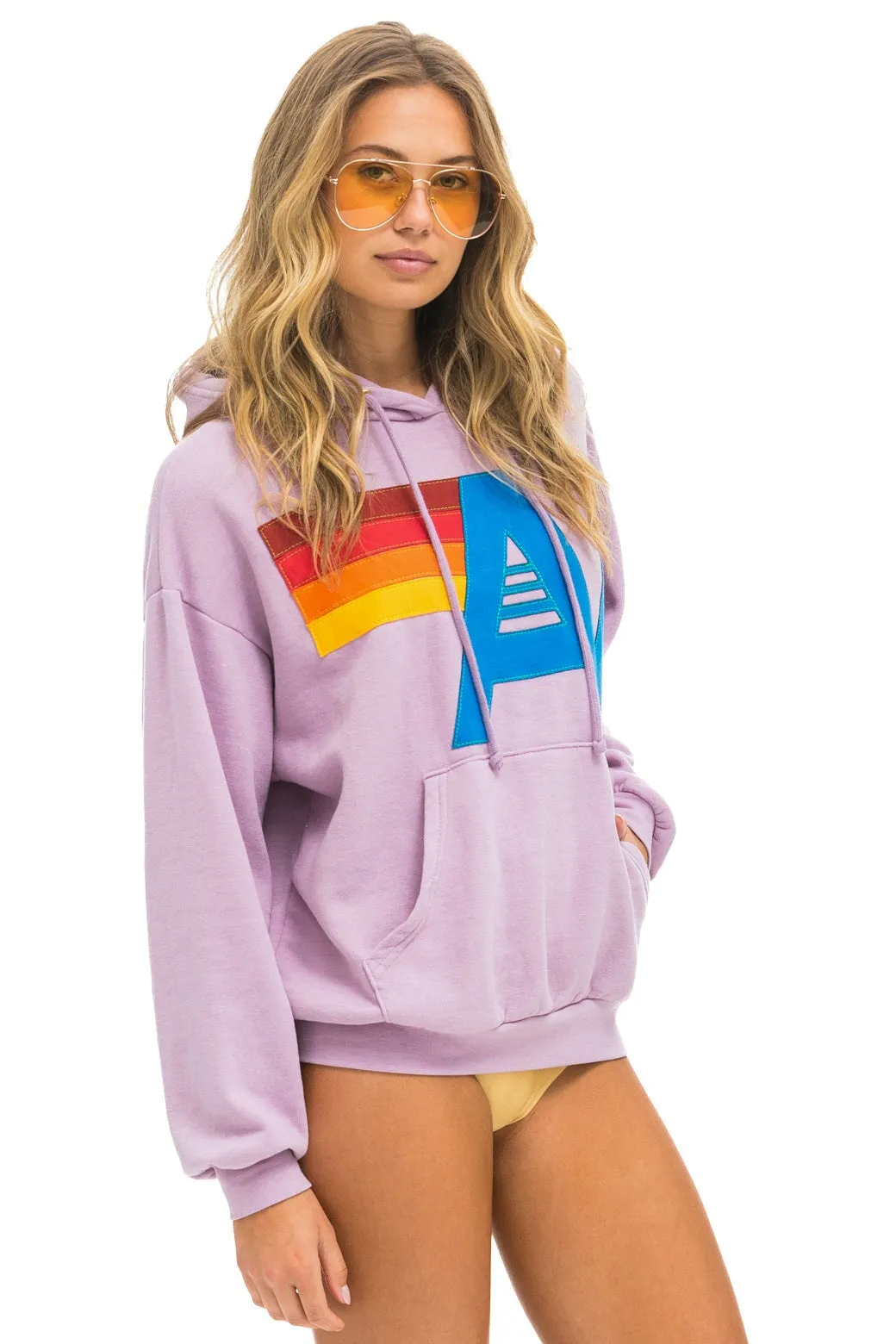 LOGO STITCH PULLOVER RELAXED HOODIE - MAUVE sold by Aviator Nation product image thumbnail 5