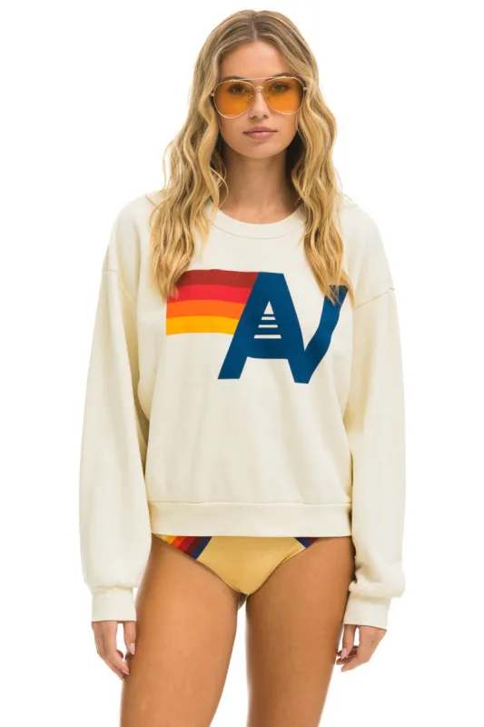 LOGO RELAXED CREW SWEATSHIRT - VINTAGE WHITE sold by Aviator Nation