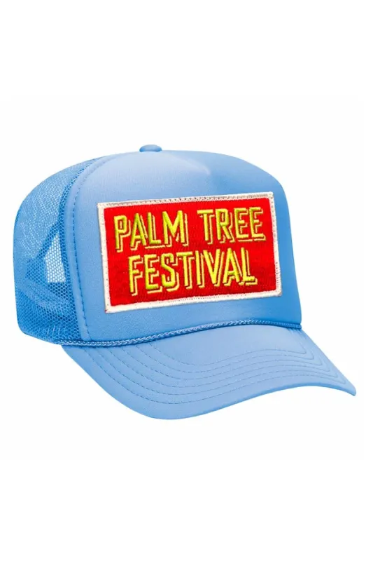 PALM TREE FESTIVAL ASPEN 2023 VINTAGE LOW RISE TRUCKER - LIGHT BLUE sold by Aviator Nation
