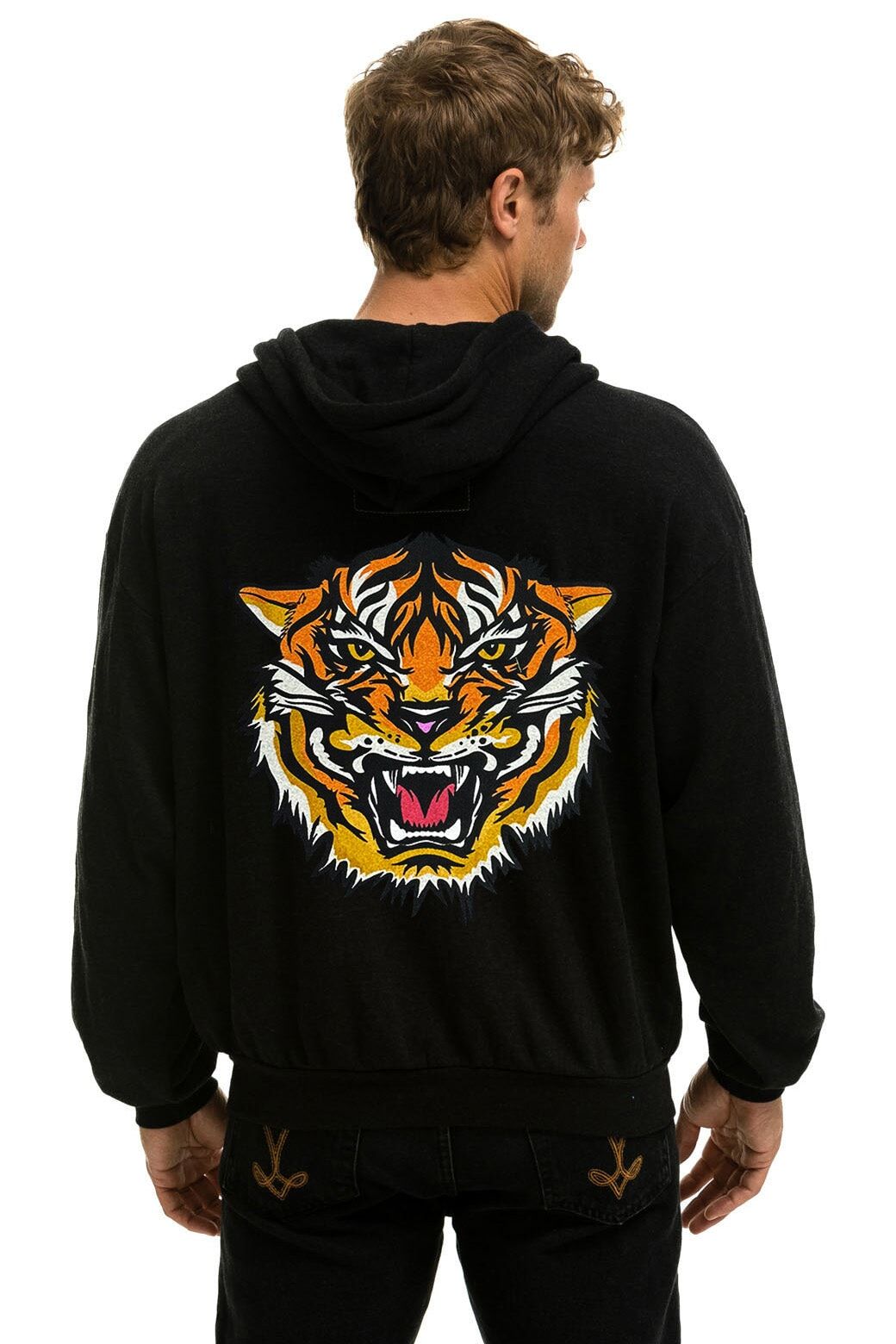 DREAMLAND TIGER RELAXED ZIP HOODIE - BLACK sold by Aviator Nation product image thumbnail 4