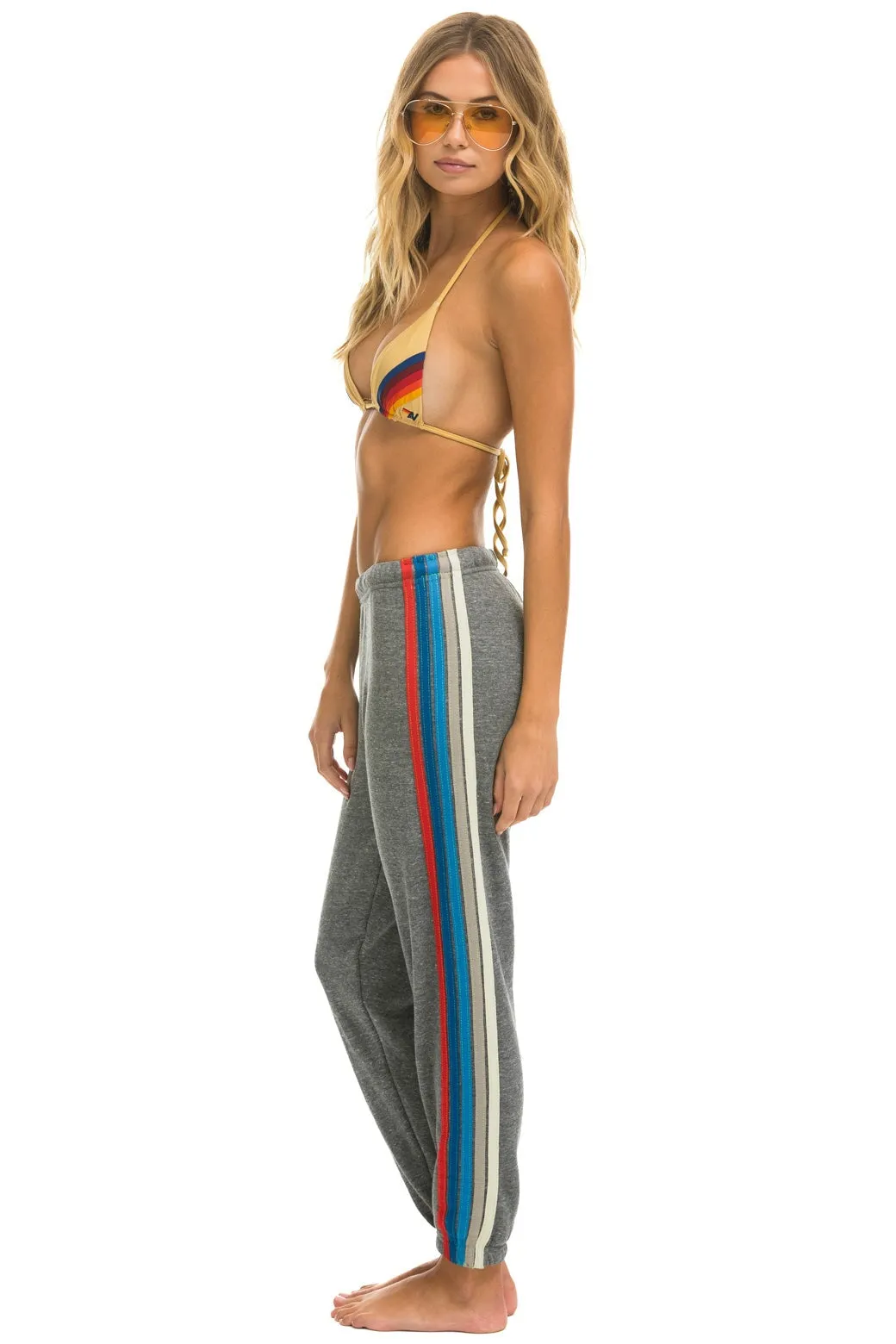 5 STRIPE SWEATPANTS - HEATHER GREY // USA sold by Aviator Nation