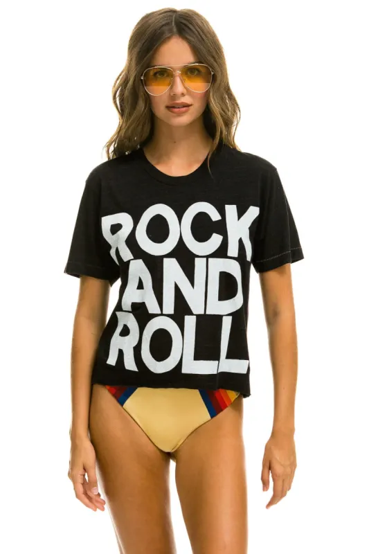 ROCK AND ROLL BOYFRIEND TEE - BLACK sold by Aviator Nation