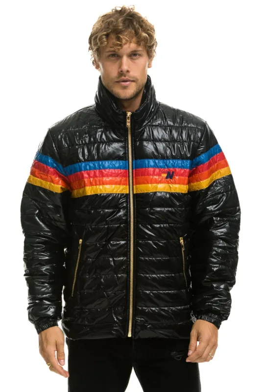 4 STRIPE TRAVELER JACKET - GLOSSY BLACK sold by Aviator Nation