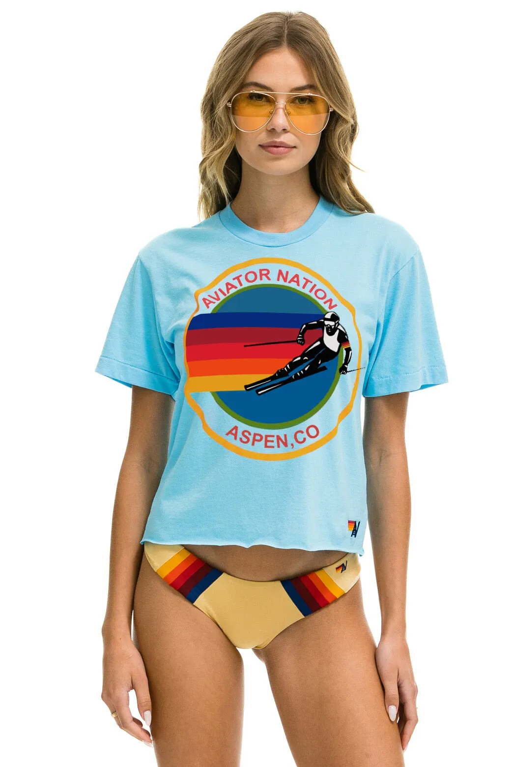 AVIATOR NATION ASPEN BOYFRIEND TEE - SKY sold by Aviator Nation