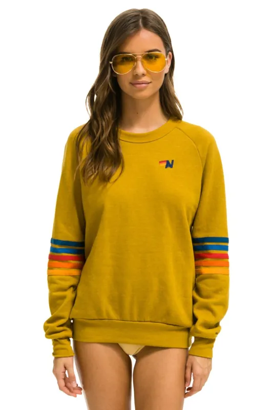 RAINBOW STITCH SLEEVE CREW SWEATSHIRT - HONEY 2 sold by Aviator Nation