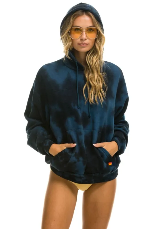 HAND DYED PULLOVER HOODIE RELAXED - TIE DYE BLUE BLACK made by Aviator Nation