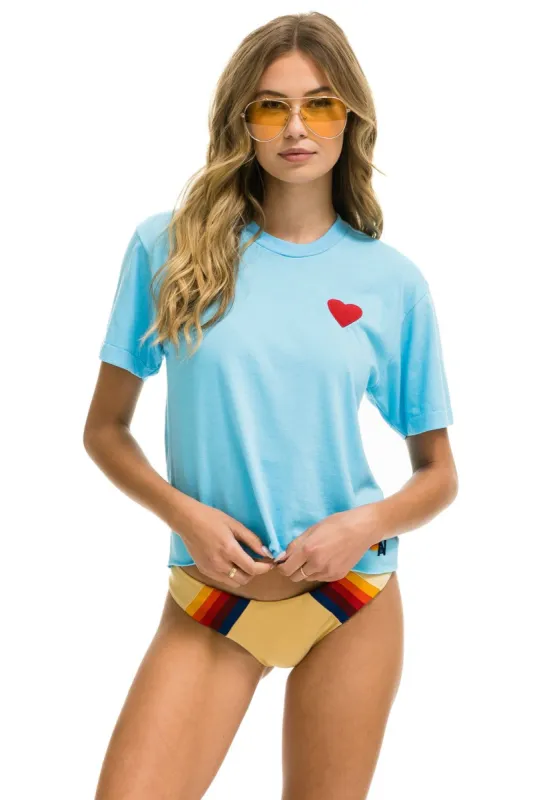 HEART EMBROIDERY BOYFRIEND TEE - SKY sold by Aviator Nation